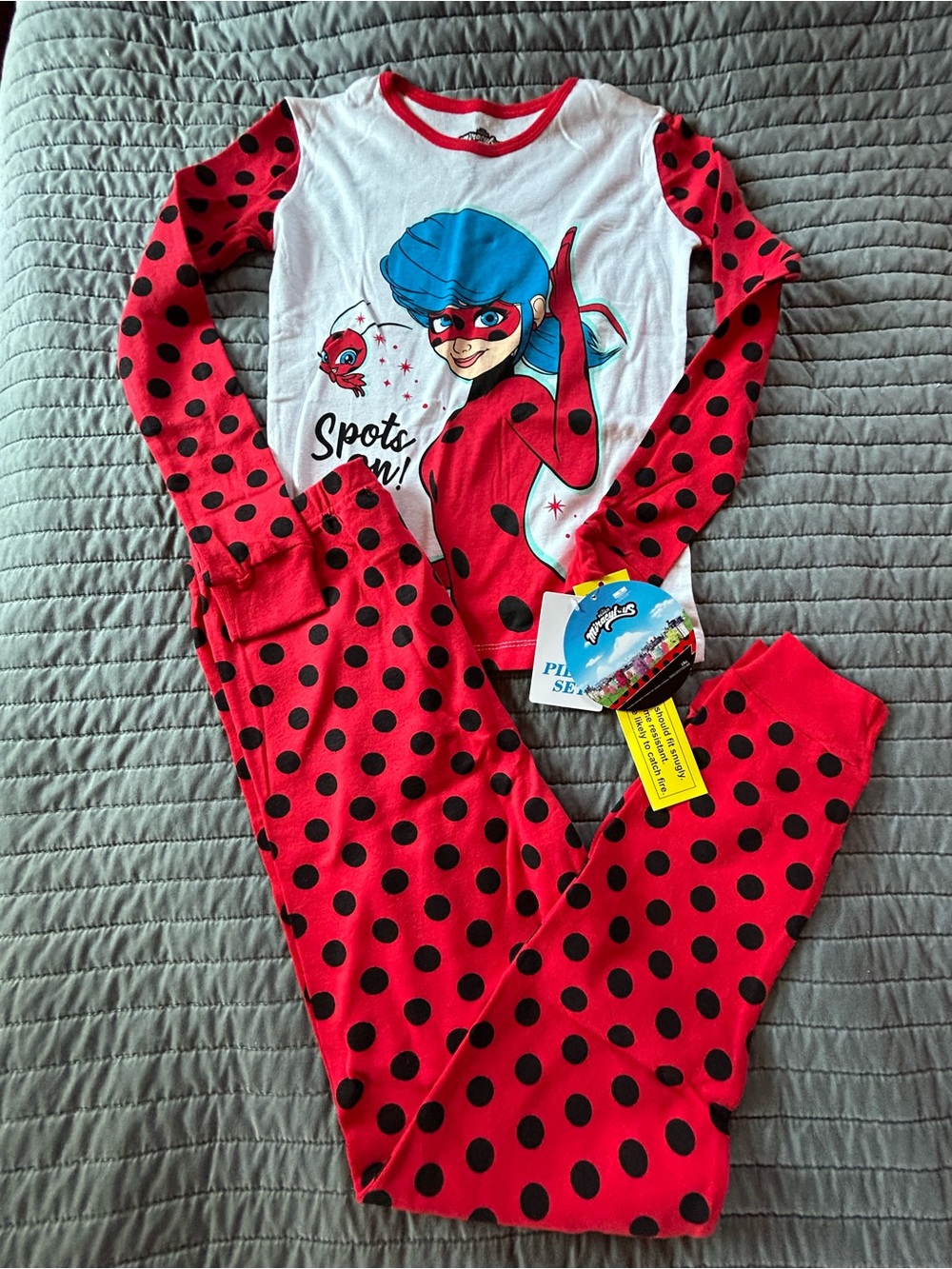 Miraculous Ladybug Red and Black Polka Dot Kids pajama set